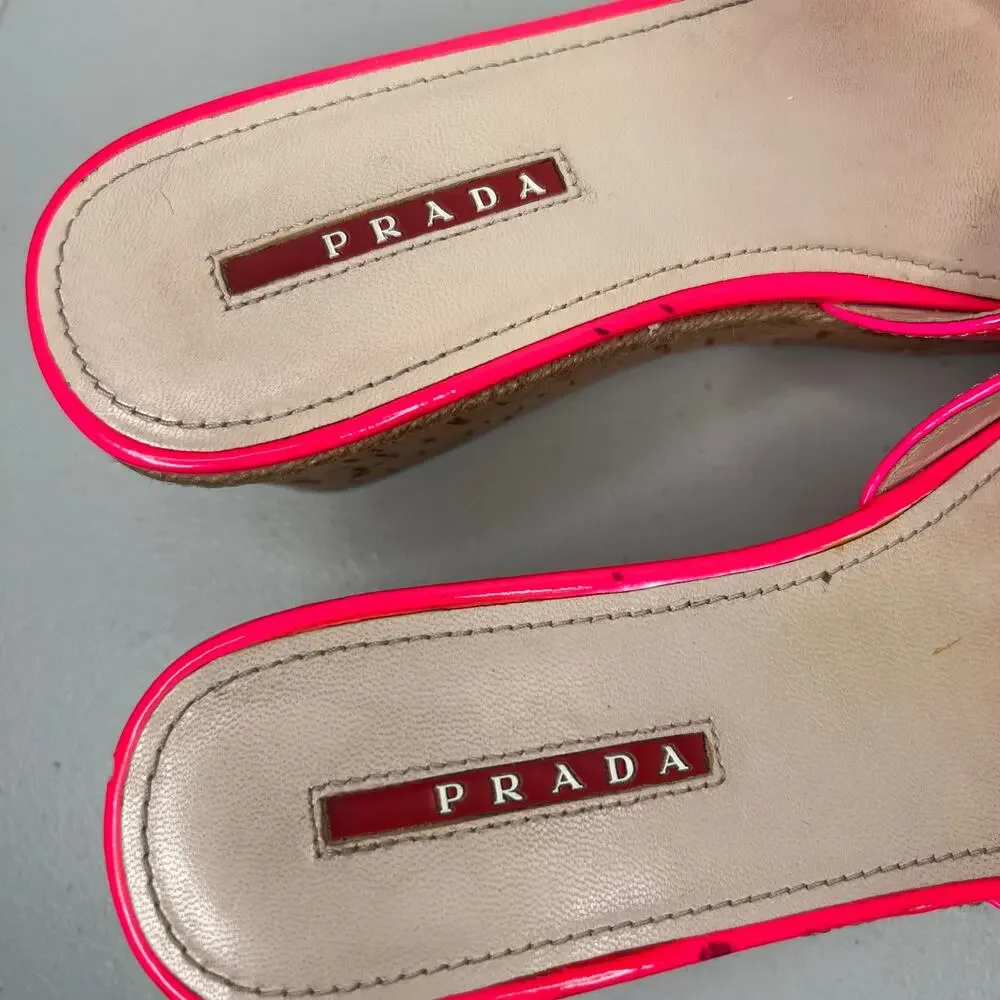 Prada Cork Wedge Platform Sandal Size 36.5 - Picture 7 of 11